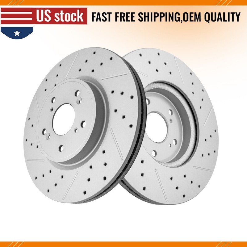 Front Drilled Brake Disc Rotors Set For Honda Accord CR-V Civic Acura Integra