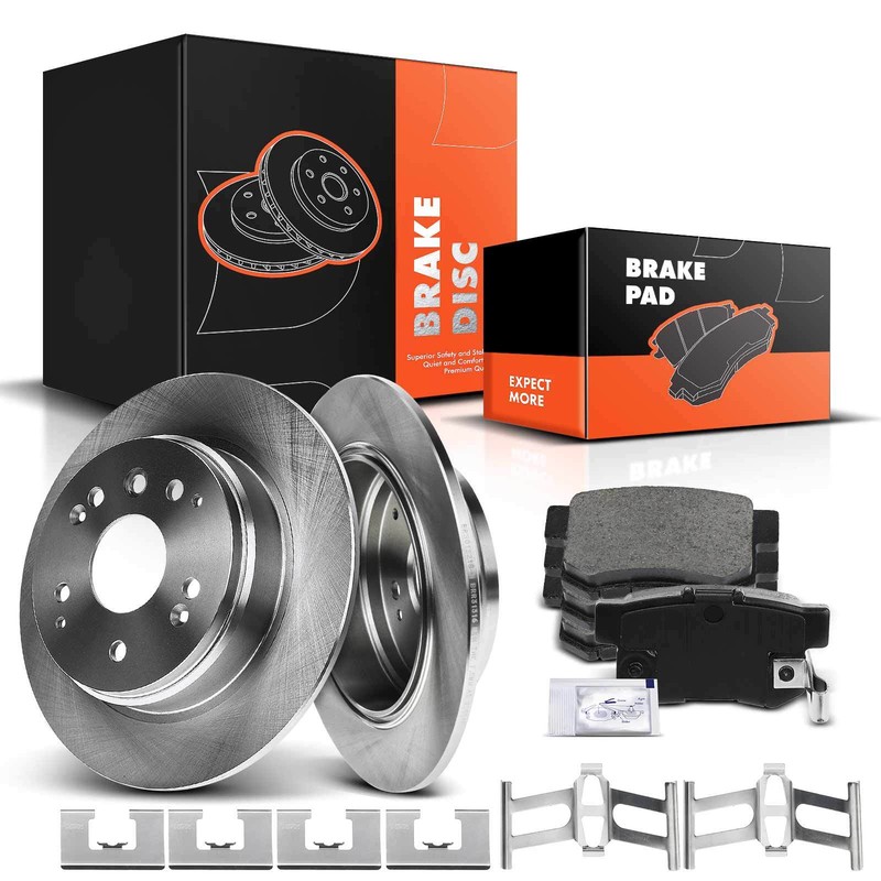 Disc Brake Rotor & Ceramic Brake Pad for Acura TL 04-08 Honda Element 04-11 Rear