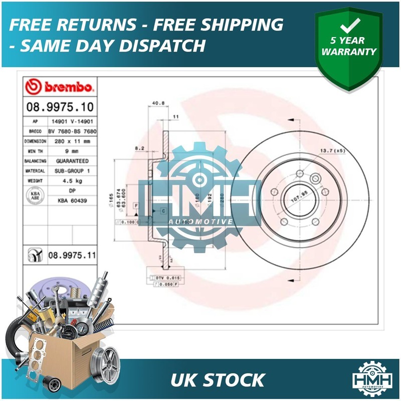 Fits Ford Focus C-Max Volvo V40 V50 S40 C30 C70 HMH Rear Brake Discs