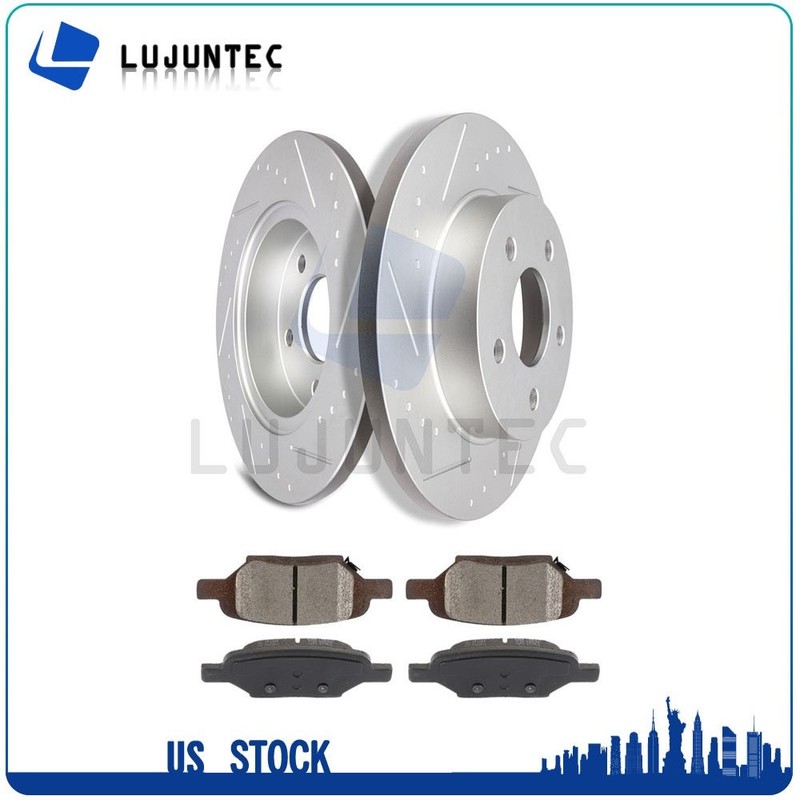 Ceramic Brake Pads and Rotors Rear Kit For Chevrolet HHR 2008 – 2010 Slotted