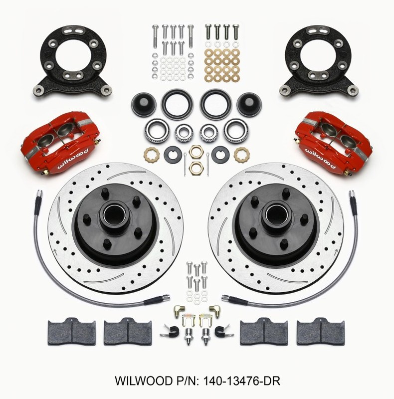 Wilwood 140-13476-DR Forged Dynalite-M Front Brake Kit 11.30in Red for Mustang