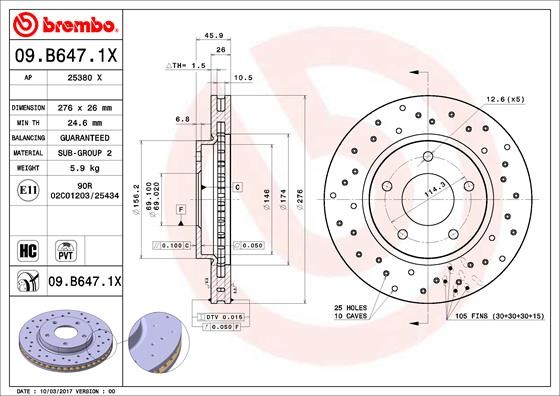 Brembo 09.B647.1X Brake Disc for Mitsubishi gallery