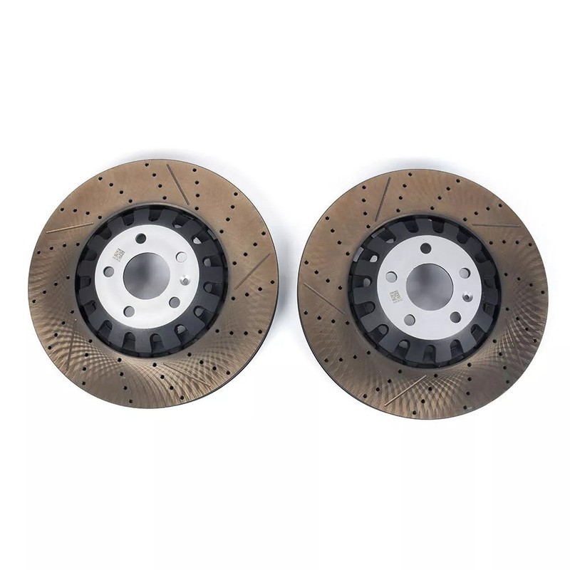 New Pair Set of 2 Front 375mm Drilled Brake Disc Rotors For 2018-2023 Audi RS5 gallery