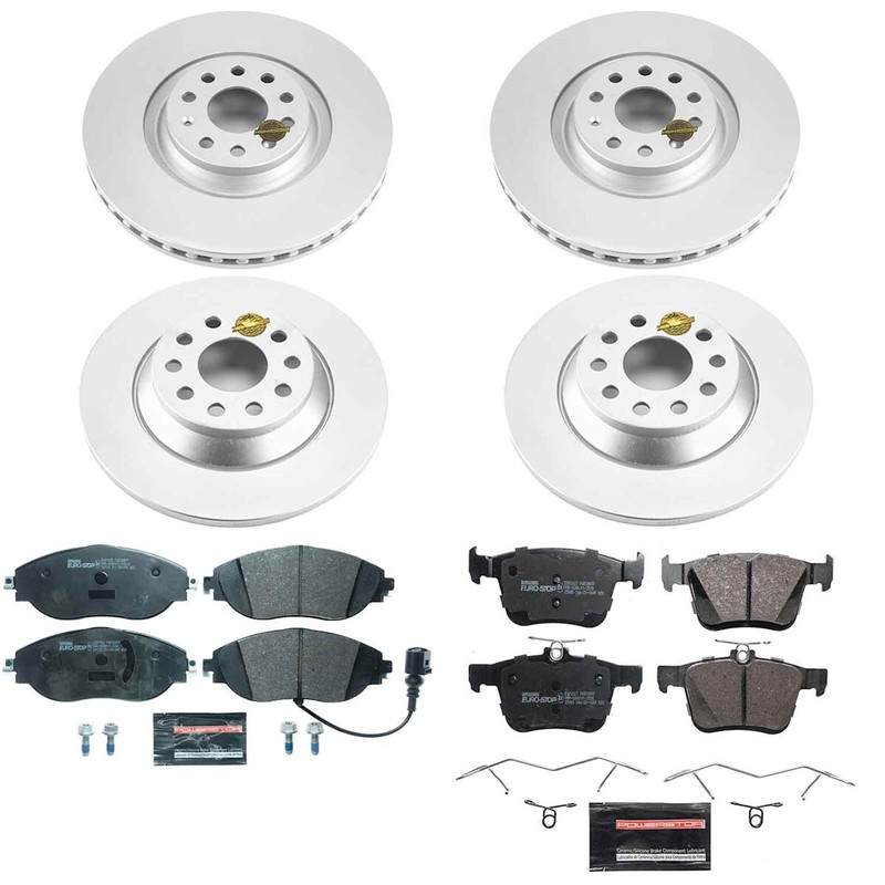 ESK8168 Powerstop 4-Wheel Set Brake Disc and Pad Kits Front & Rear for VW Tiguan