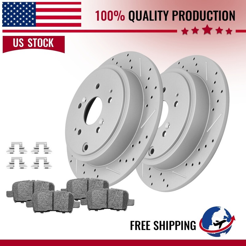 Rear Brake Rotors+Ceramic Brake Pads For Acura MDX 2001 2002 2003 2004 2005 2006