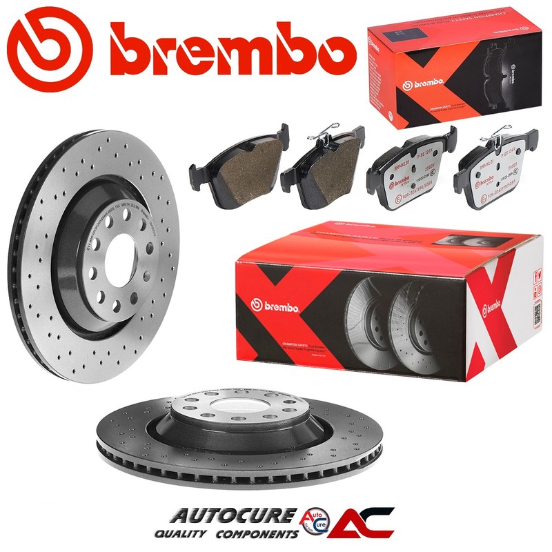 FOR AUDI S3 2.0 MK3 FULL BREMBO EXTRA DRILLED REAR BRAKE DISCS & PADS SET
