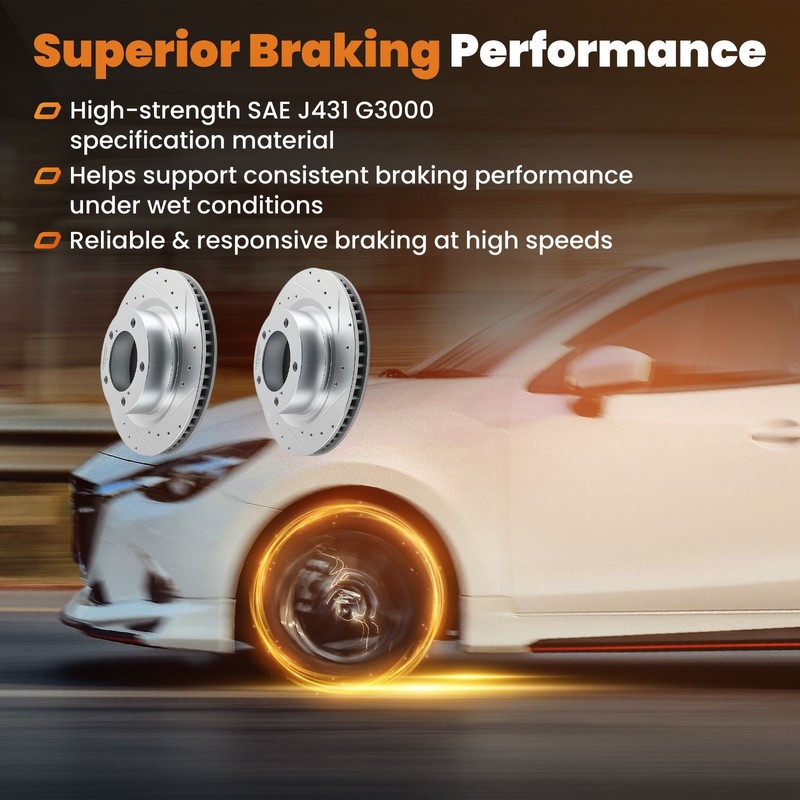 Front Drilled & Slotted Brake Disc For Toyota Tundra 2007-21/Lexus Lx570 2016-21 gallery