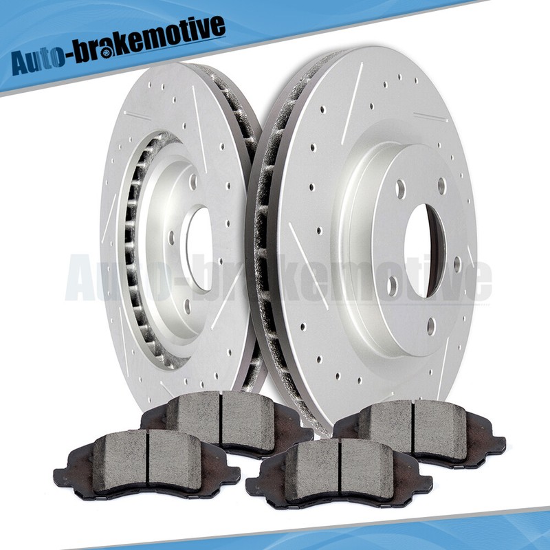 FRONT DRILL SLOT BRAKE ROTORS +CERAMIC PADS FOR OUTLANDER AVENGER LANCER SEBRING
