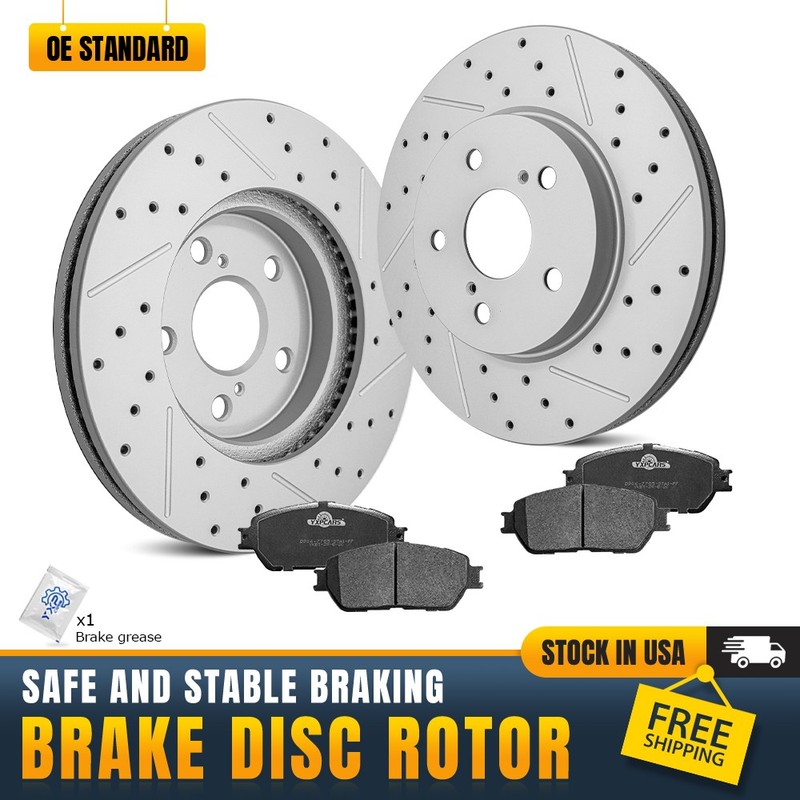 Front Drilled Rotors And Brake Pads Set for Toyota Camry Avalon Sienna Solara
