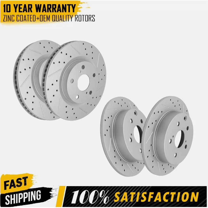 For Toyota Rav4 2006 – 2017 2018 Front Rear Drilled Slotted Disc Brake Rotors
