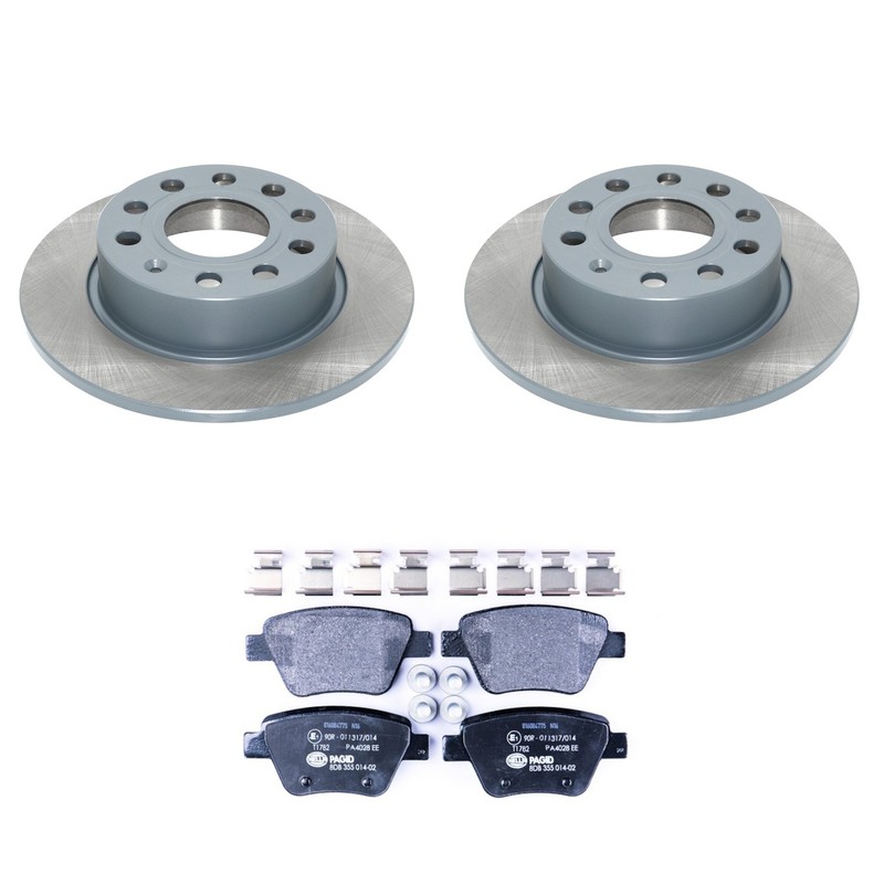 DuraGo Rear Rotors Hella Low-Met Disc Brake Pads Kit For Audi A3 Beetle Jetta