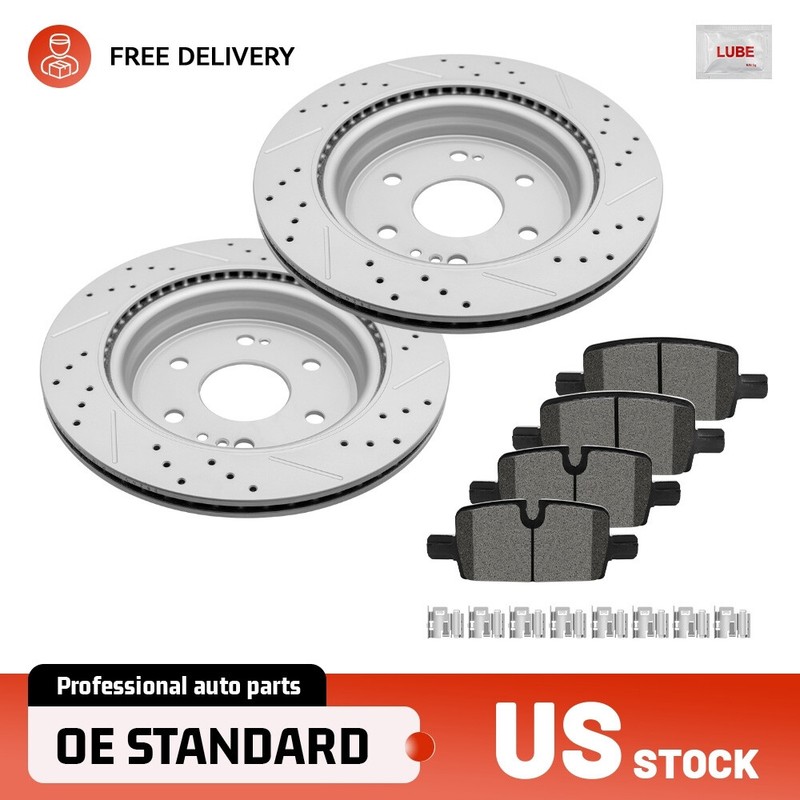 Rear Drilled Brake Rotors+Ceramic Pads for Chevy Silverado Sierra 1500 Escalade