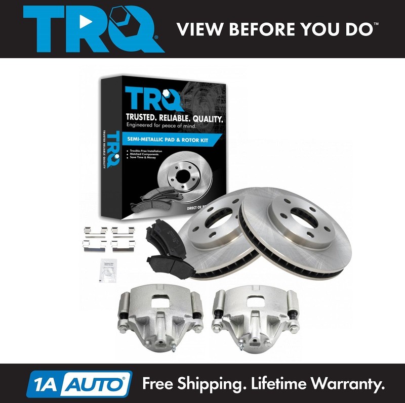 TRQ Front Metallic Brake Pads Rotors & Calipers for Buick Chevy Olds Pontiac