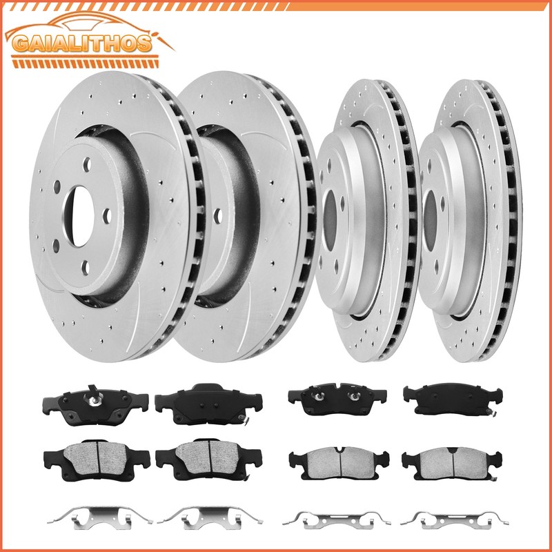 Front Rear Drilled Rotors Brake Pads for 12-20 Dodge Durango Jeep Grand Cherokee