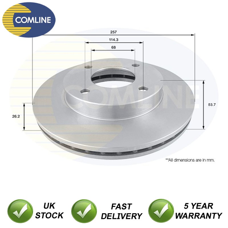 Brake Disc Front Comline Fits Nissan NV200 2010- 1.5 dCi 1.6 Electric #1