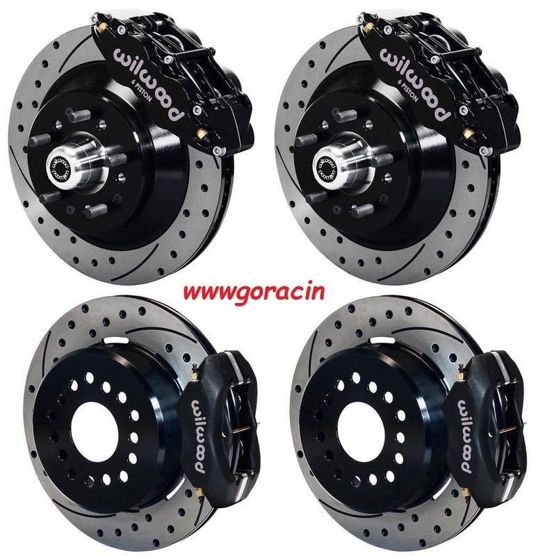 WILWOOD DISC BRAKE KIT,64-74 GM,13″/12″ 1 PIECE DRILLED ROTORS,6/4 PISTON BLACK