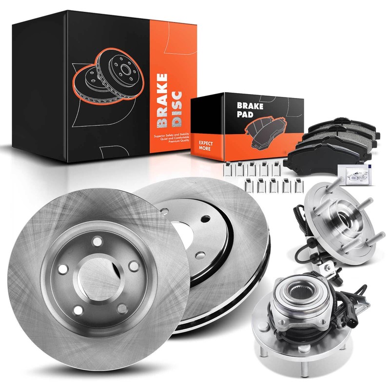 Front Disc Brake Rotors & Pads + Hub Bearing for Chrysler Town & Country 08-11