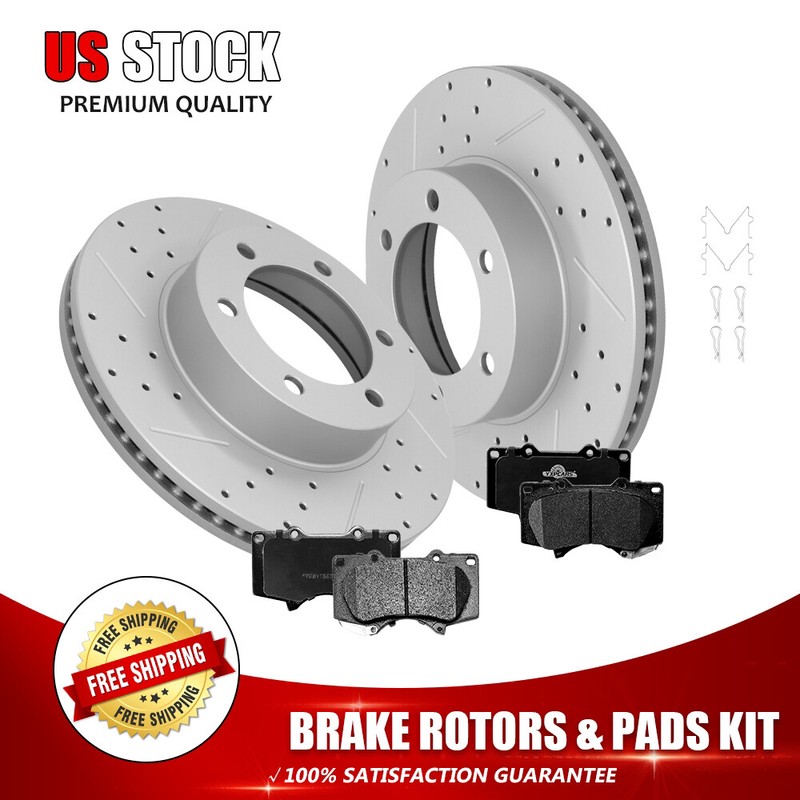 Front Drilled Disc Brake Rotors+Ceramic Pads for Toyota Sequoia Tundra 2001-2007