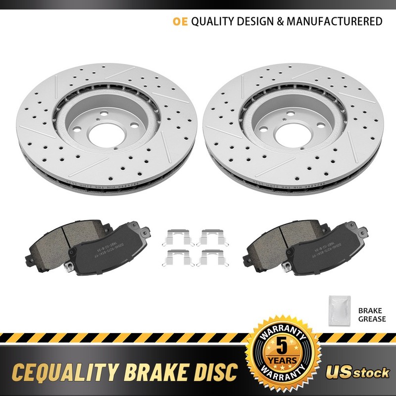 277mm Front Drilled Brake Rotors + Ceramic Pads Kit for 2017-2023 Subaru Impreza