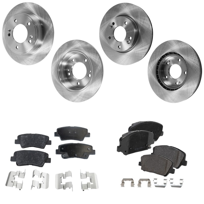 Brake Disc and Pad Kit For 13-16 Hyundai Veloster Cast Iron Front and Rear