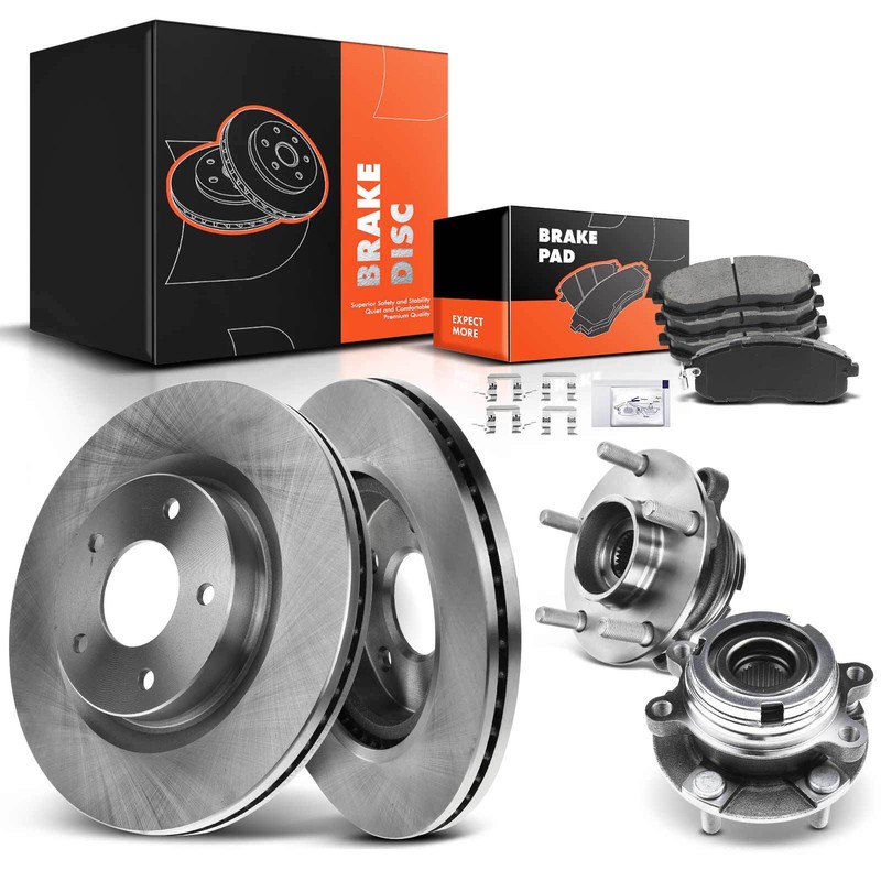 Disc Rotor & Ceramic Pads & Wheel Hub Bearing for Nissan Altima 2007-2012 Front