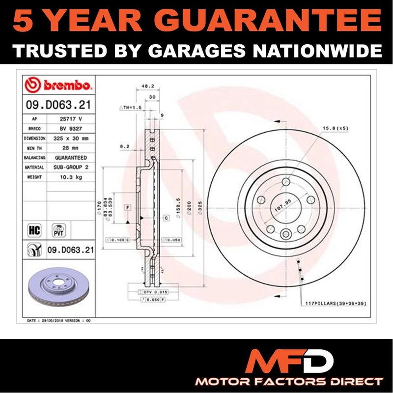 Fits F-Pace Range Rover Velar 2.0 D SD4 TD4 3.0 MFD Front Brake Disc gallery