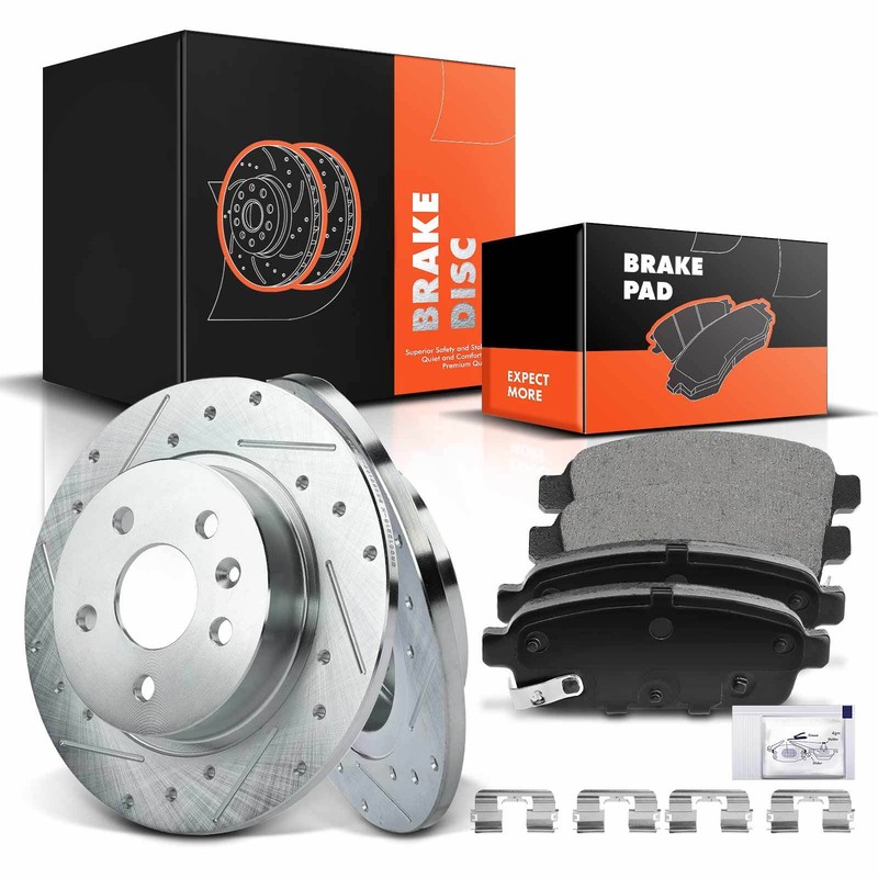 Rear Drilled Brake Rotor & Brake Pads for Chevy Cruze Sonic Trax Buick 2013-2017