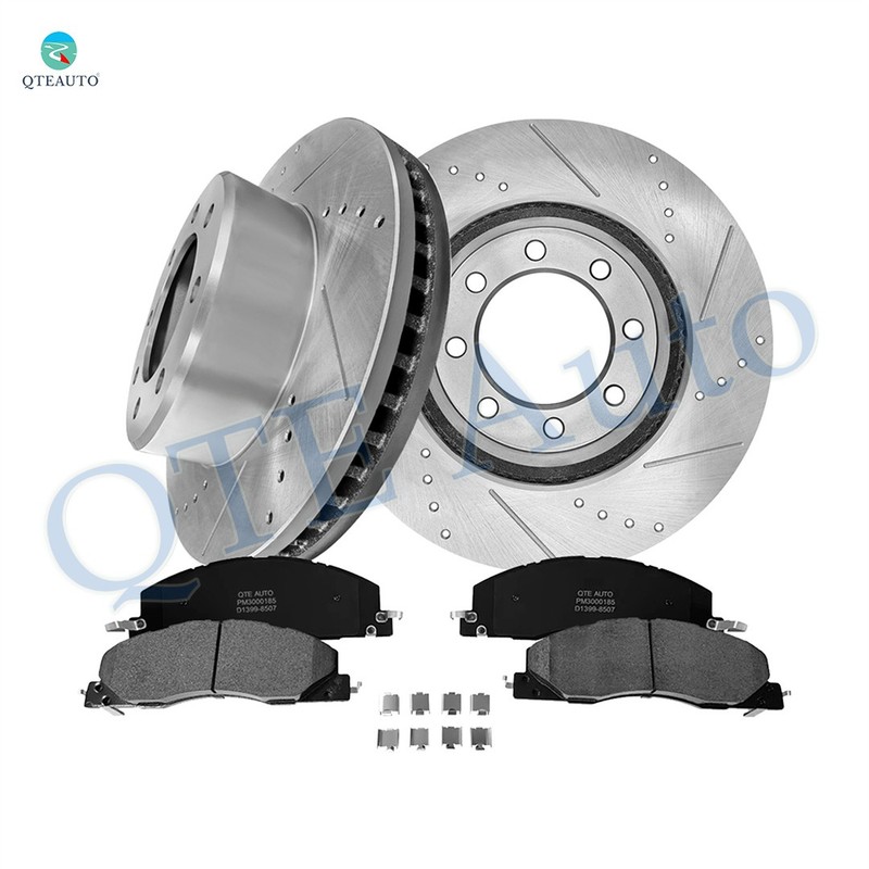 6 Front 360mm Drilled Brake Disc Rotors-Ceramic Brake Pad For 2011-2018 RAM 3500