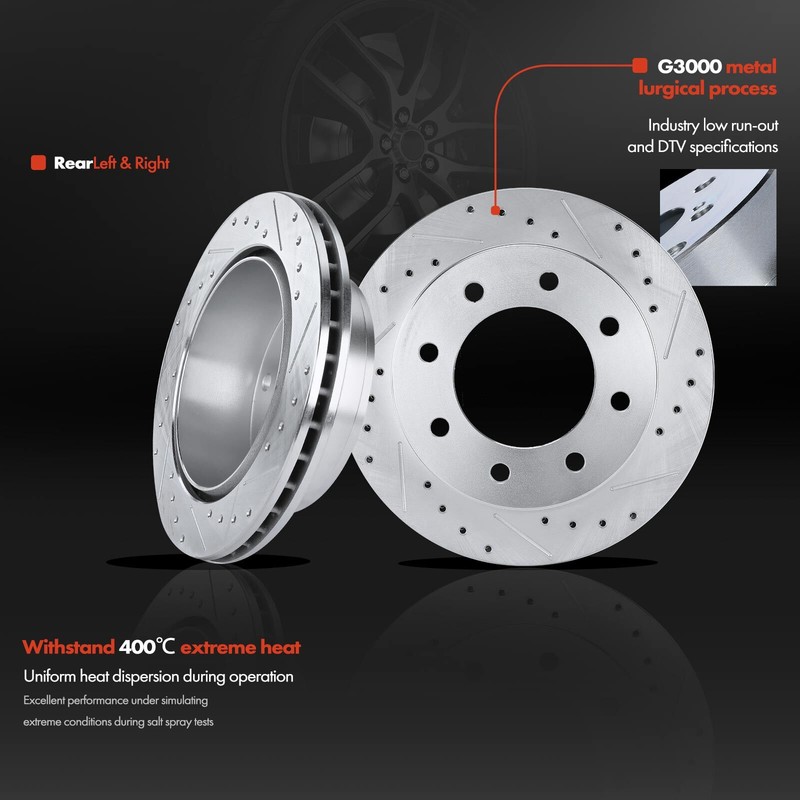 12Pcs Drilled Brake Rotor & Ceramic Pad for Chevrolet Silverado 2500 GMC Hummer gallery