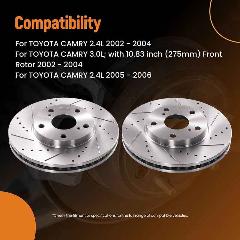 Front Brake Rotors and Pads Set for Toyota Camry 2002 2003 2004 2005 2006 S31050 gallery