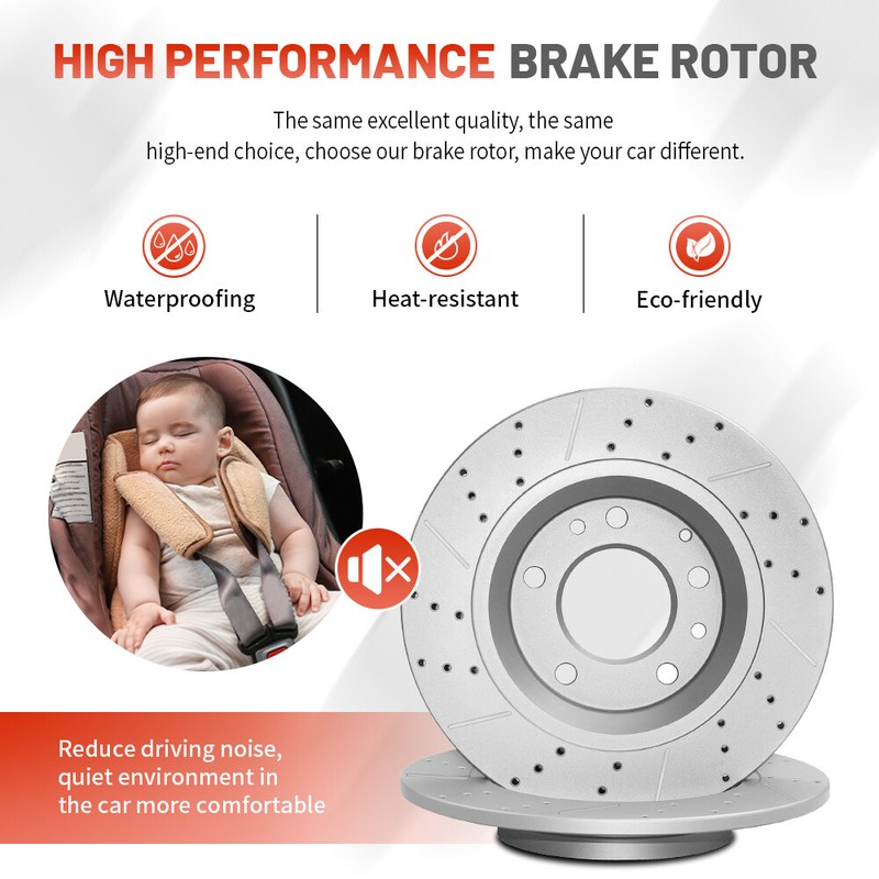 268mm Rear Drilled Brake Rotors for Chevy Cruze Sonic Trax Buick Encore 2013-16 gallery