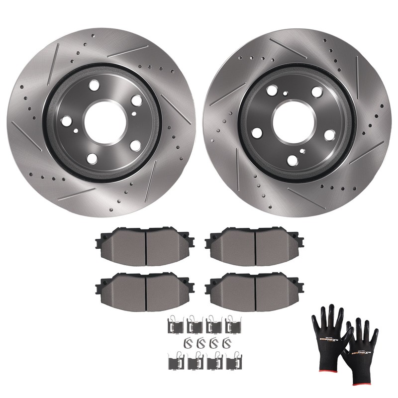 Front Disc Brake Rotors Ceramic Pads for Toyota Prius V 2012-2017 RAV4 2006-2018