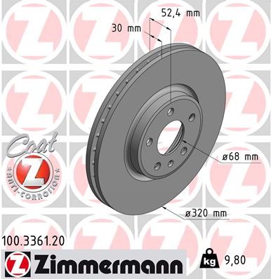 2X 100.3361.20 Zimmermann brake disc for Audi, VW (SVW)
