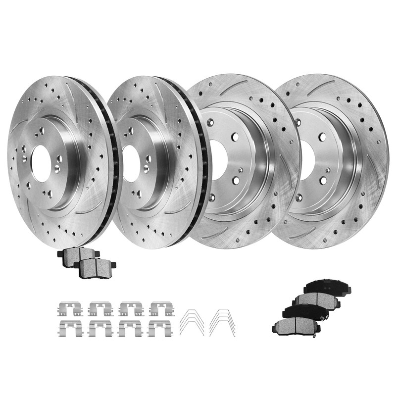 For 2011 2012 Acura TSX Honda Accord Front Rear Brake Rotors Ceramic Brake Pads