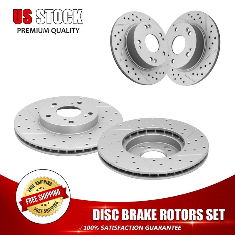 Front & Rear Drilled Brake Rotors For 2003 2004 2005 2006 2007 Honda Accord