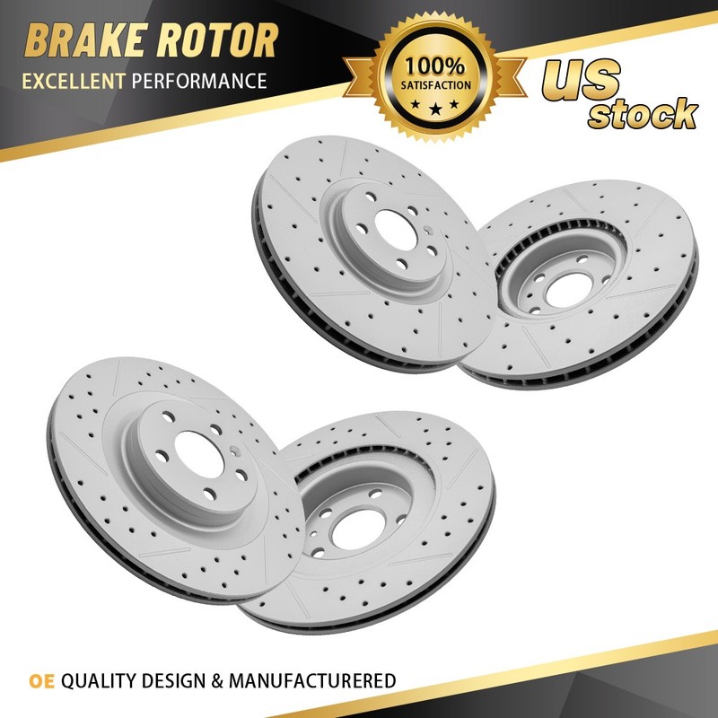Front Rear Drilled & Slotted Brake Rotors for Volvo S60 S90 V60 V90 XC60 XC90