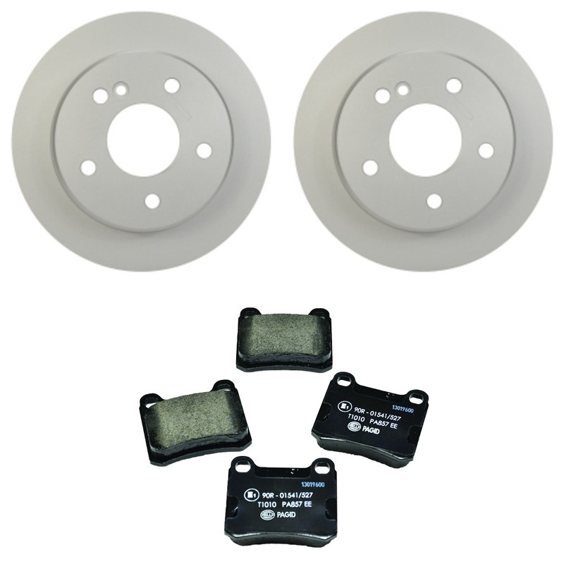 Hella Rear Rotors Low-Met Disc Brake Pad Kit For W202 C220 C280 Base 1994-1996