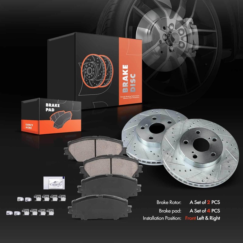 Front Drilled Brake Rotor & Ceramic Brake Pad for Toyota Prius Lexus CT200h 1.8L gallery