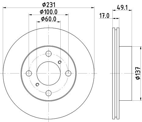 Brake Disc Fits Suzuki Mintex MDC1374 Outer Ø 231mm Vented 1 Year Warranty gallery