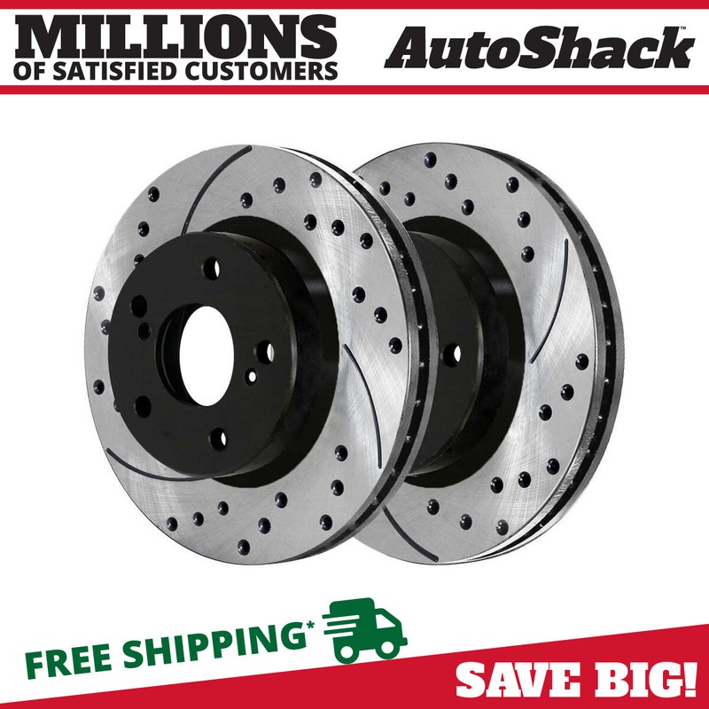 Front Drilled Brake Rotors Black Pair 2 for Honda Accord Pilot Acura TL TSX MDX