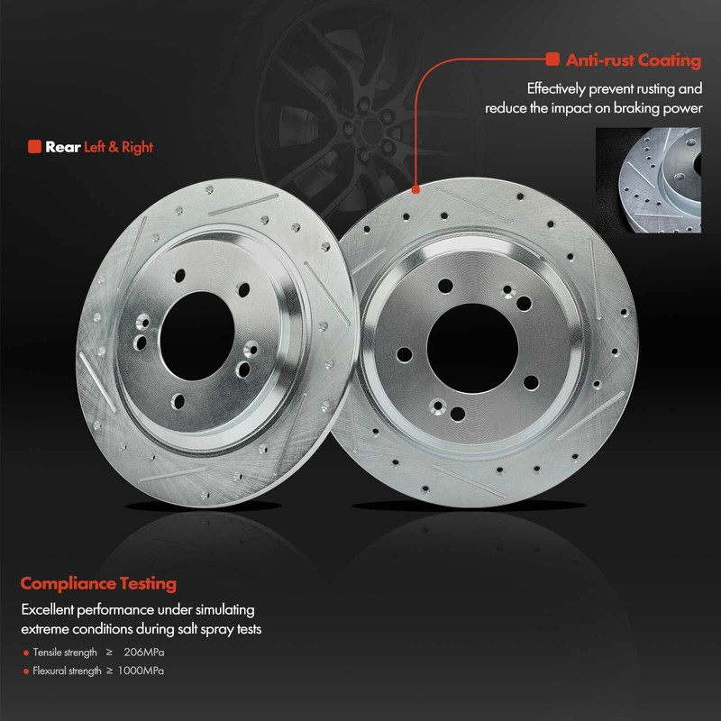 6x Rear Drilled Rotors & Ceramic Brake Pad for Hyundai Sonata Kia Cadenza Optima gallery