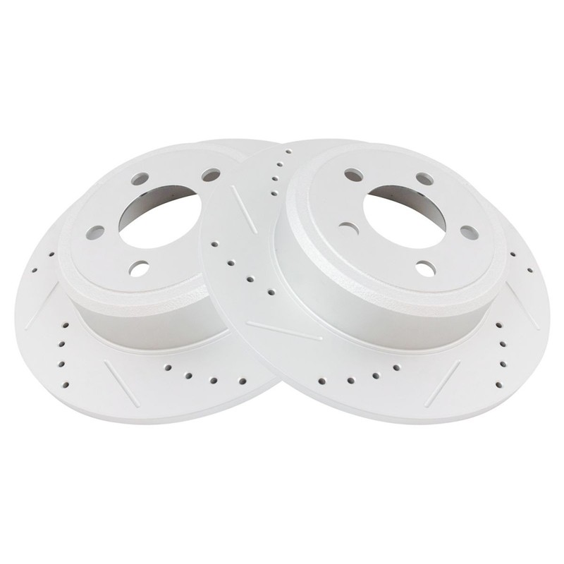 TRQ Performance Drilled Slotted Rear G-Coated Brake Rotor Pair for Dodge gallery