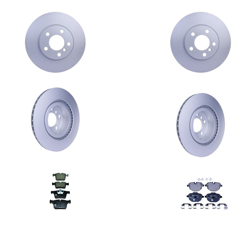 Hella Front Rear Vented Rotors Low-Met Disc Brake Pad Kit For BMW F25 X3 F26 X4