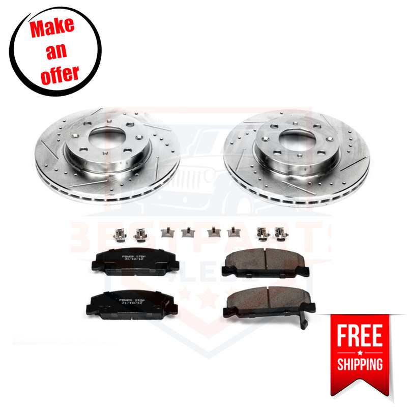 Powerstop K699 Front Brake Disc and Pad Kit for 1992-2000 Honda Civic CX, DX
