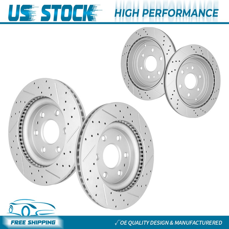 Front+Rear Drilled Disc Brake Rotors For 2009-2017 Chevy Traverse Acadia Enclave