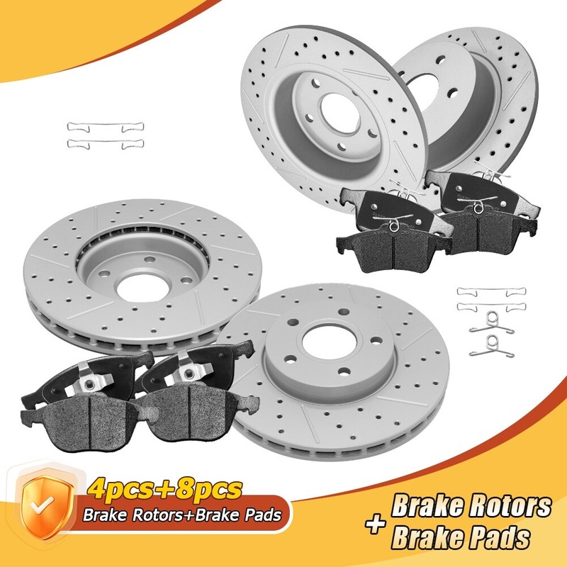 Front Rear Drilled Brake Rotors & Ceramic Pads Kit for Ford C-Max 2013 2014-2018