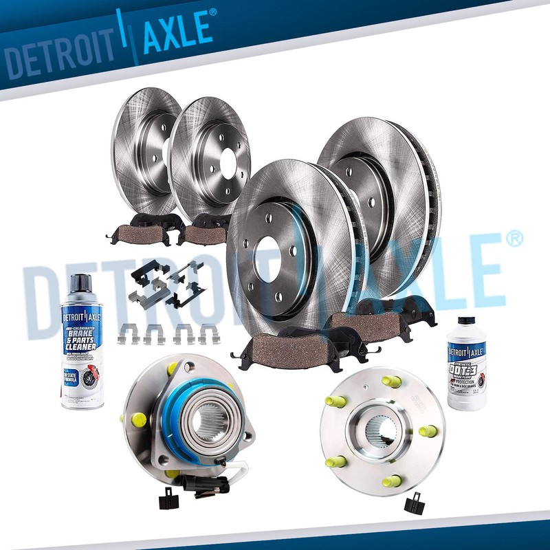 Front & Rear Brake Rotors + Ceramic Pads Wheel Hub Bearing for Buick LeSabre 2WD