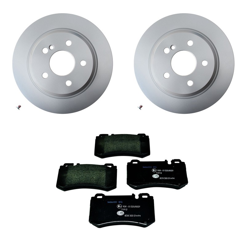 Hella Rear Rotors Low-Met Disc Brake Pad Kit For R230 SL65 AMG Base 2005-2006