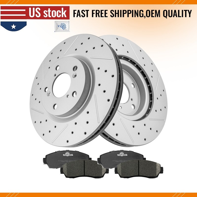Front Drilled Brake Rotors & Ceramic Pads For 2011 – 2014 Honda Odyssey
