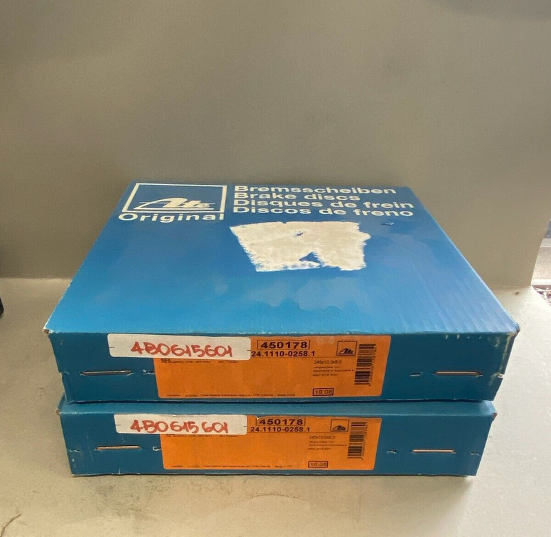 ATE Audi A6 Quattro 1998-2001 Pair of 245mm Rear Brake Rotors; OE # 4B0-615-601